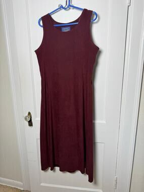 VTG Willow Ridge Red Maroon Faux Suede Sleeveless Midi Dress Cowgirl Western M